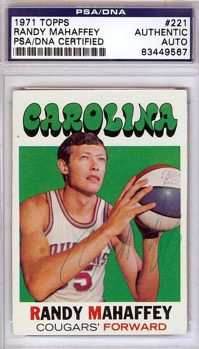 Randy Mahaffey Autographed 1971 Topps Card #221 Carolina Cougars PSA/DNA #83449567 - RSA
