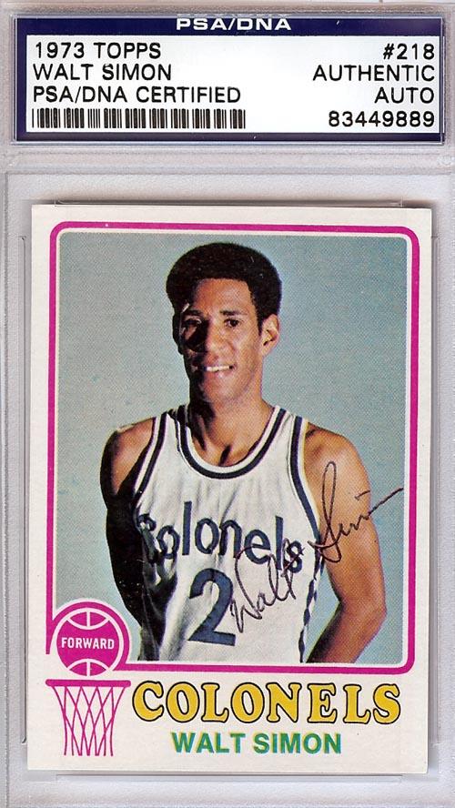 Walt Simon Autographed 1973 Topps Card #218 Kentucky Colonels PSA/DNA #83449889 - RSA