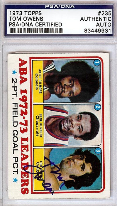 Tom Owens Autographed 1973 Topps Card #235 Carolina Cougars PSA/DNA #83449931 - RSA
