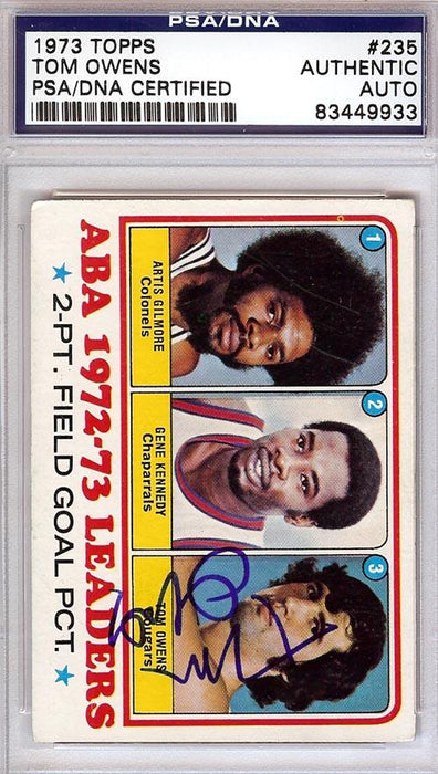 Tom Owens Autographed 1973 Topps Card #235 Carolina Cougars PSA/DNA #83449933 - RSA