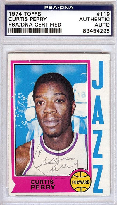 Curtis Perry Autographed 1974 Topps Card #119 New Orleans Jazz PSA/DNA #83454295 - RSA
