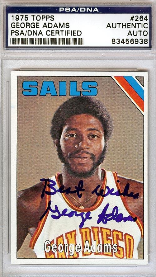 George Adams Autographed 1975 Topps Card #264 San Diego Sails PSA/DNA #83456938 - RSA