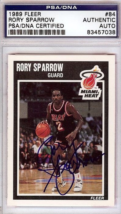 Rory Sparrow Autographed 1989 Fleer Card #84 Miami Heat PSA/DNA #83457038 - RSA