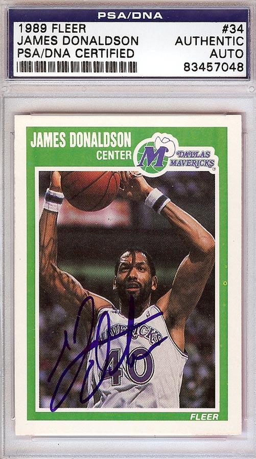James Donaldson Autographed 1989 Fleer Card #34 Dallas Mavericks PSA/DNA #83457048 - RSA