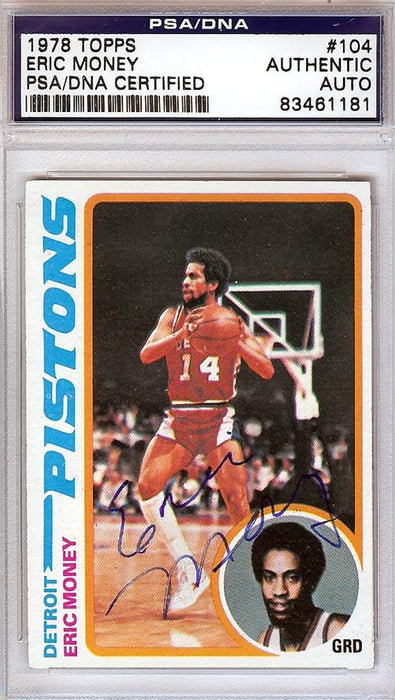 Eric Money Autographed 1978 Topps Card #104 Detroit Pistons PSA/DNA #83461181 - RSA