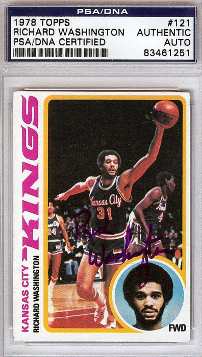 Richard Washington Autographed 1978 Topps Card #121 Kansas City Kings PSA/DNA #83461251 - RSA