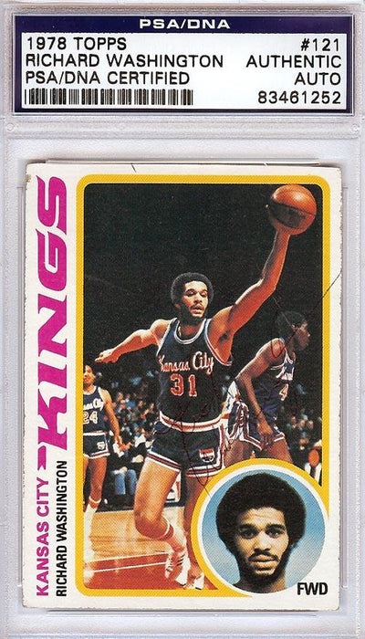 Richard Washington Autographed 1978 Topps Card #121 Kansas City Kings PSA/DNA #83461252 - RSA