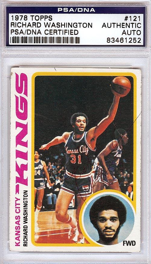 Richard Washington Autographed 1978 Topps Card #121 Kansas City Kings PSA/DNA #83461252 - RSA