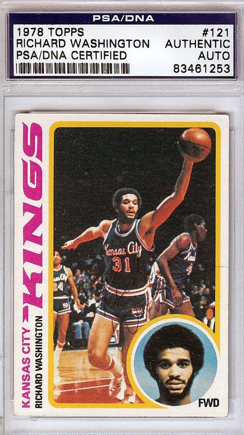 Richard Washington Autographed 1978 Topps Card #121 Kansas City Kings PSA/DNA #83461253 - RSA