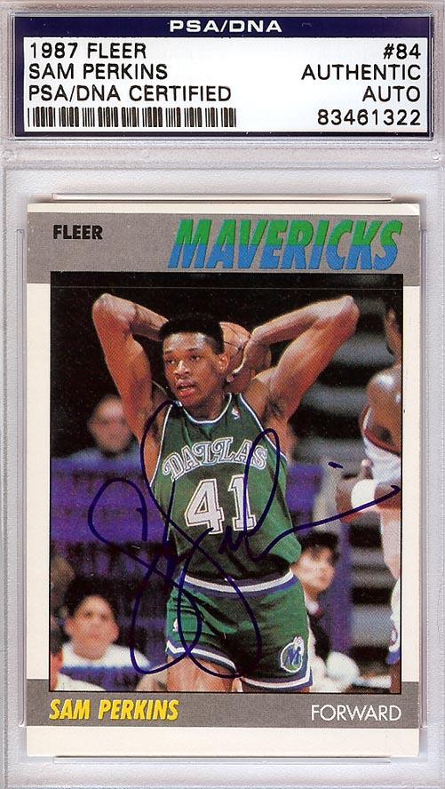 Sam Perkins Autographed 1987 Fleer Card #84 Dallas Mavericks PSA/DNA #83461322 - RSA