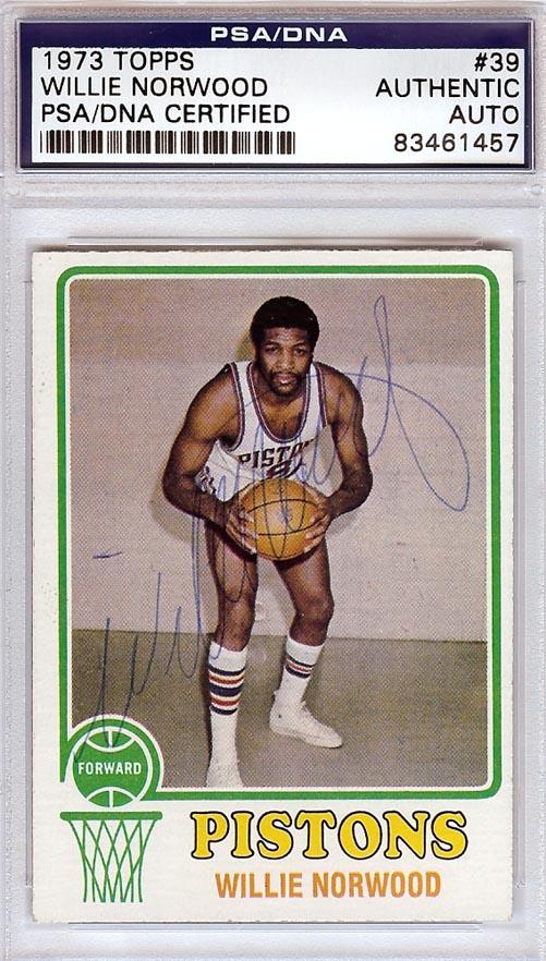 Willie Norwood Autographed 1973 Topps Card #39 Detroit Pistons PSA/DNA #83461457 - RSA