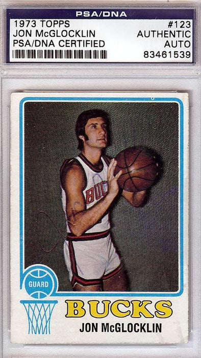 Jon McGlocklin Autographed 1973 Topps Card #123 Milwaukee Bucks PSA/DNA #83461539 - RSA