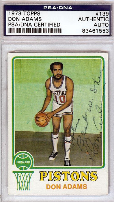 Don Adams Autographed 1973 Topps Card #139 Detroit Pistons "To John" PSA/DNA #83461553 - RSA