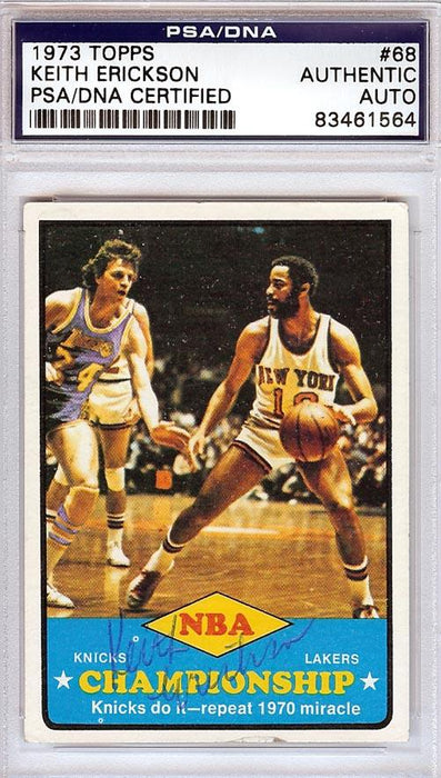 Keith Erickson Autographed 1973 Topps Card #68 Los Angeles Lakers PSA/DNA #83461564 - RSA