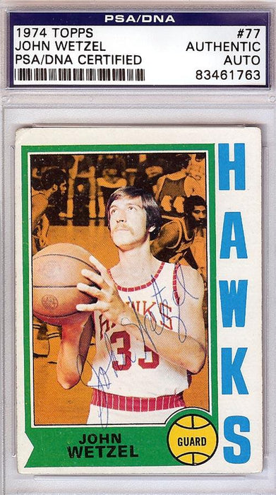 John Wetzel Autographed 1974 Topps Card #77 Atlanta Hawks PSA/DNA #83461763 - RSA
