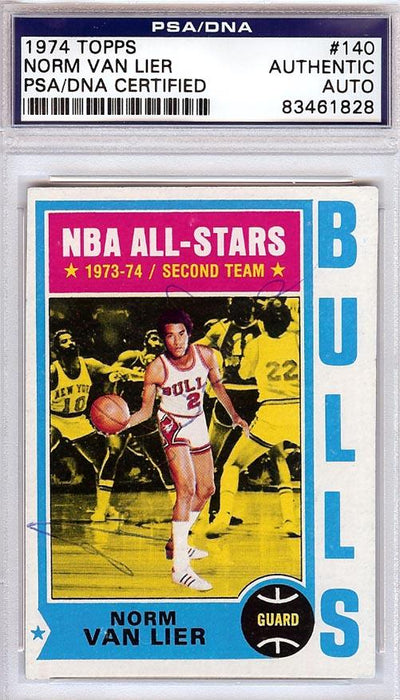 Norm Van Lier Autographed 1974 Topps Card #140 Chicago Bulls PSA/DNA #83461828 - RSA