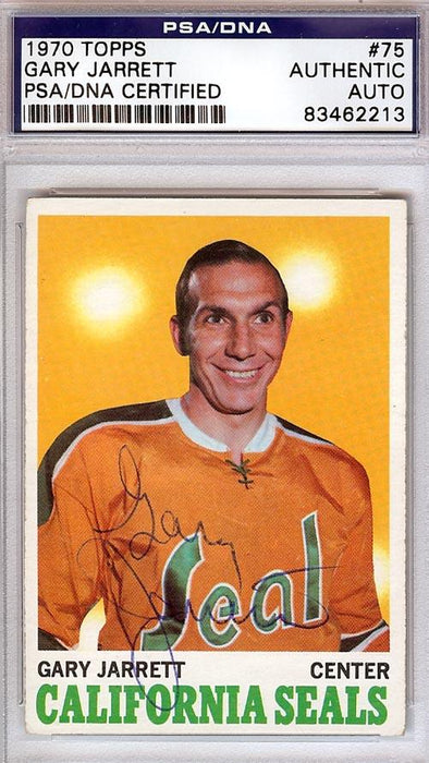 Gary Jarrett Autographed 1970 Topps Card #75 California Golden Seals PSA/DNA #83462213 - RSA
