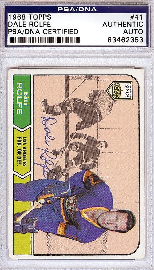 Dale Rolfe Autographed 1968 Topps Card #41 Los Angeles Kings PSA/DNA #83462353 - RSA