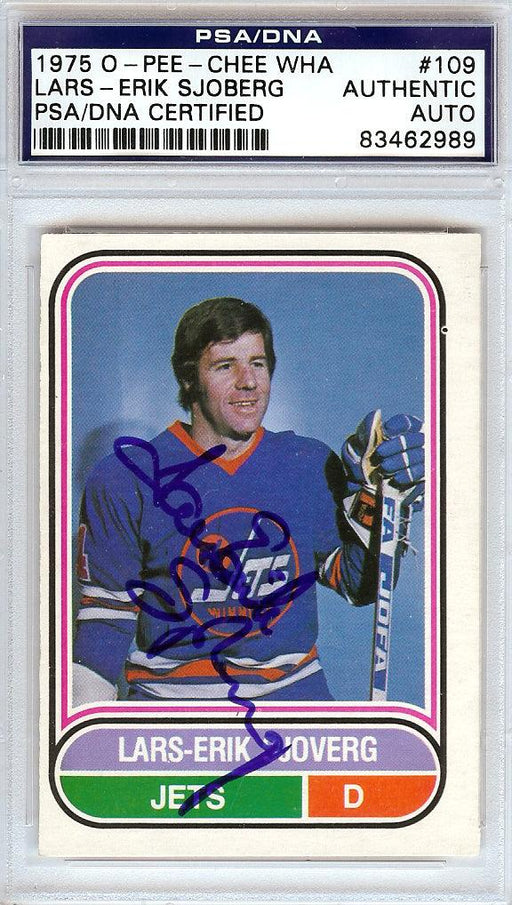 Lars-Erik Sjoberg Autographed 1975 O-Pee-Chee WHA Card #109 Winnipeg Jets PSA/DNA #83462989 - RSA