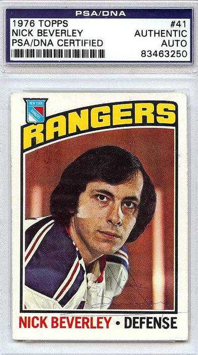 Nick Beverley Autographed 1976 Topps Card #41 New York Rangers PSA/DNA #83463250 - RSA
