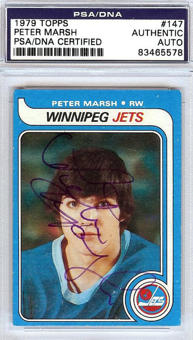 Peter Marsh Autographed 1979 Topps Card #147 Winnipeg Jets PSA/DNA #83465578 - RSA