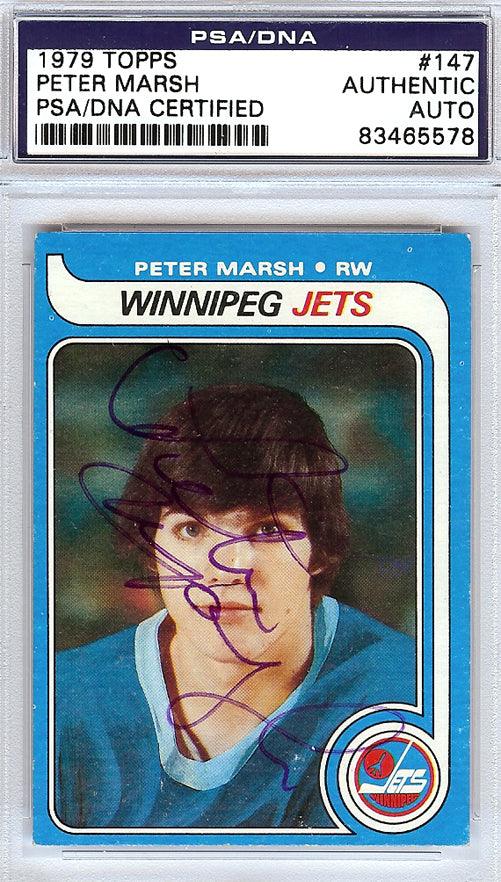 Peter Marsh Autographed 1979 Topps Card #147 Winnipeg Jets PSA/DNA #83465578 - RSA
