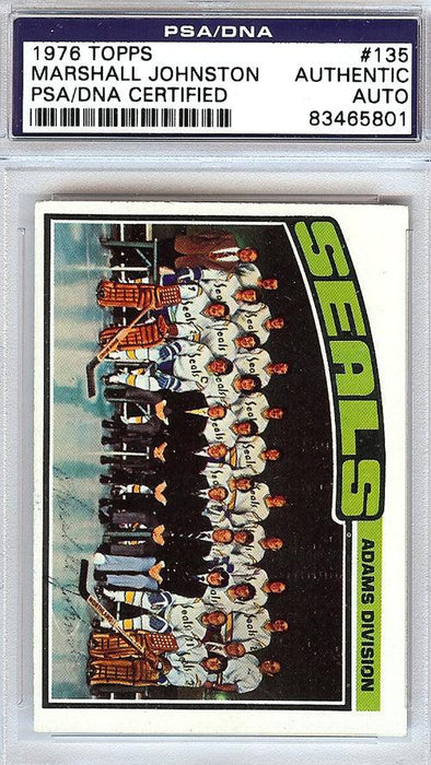 Marshall Johnston Autographed 1976 Topps Card #135 California Golden Seals PSA/DNA #83465801 - RSA