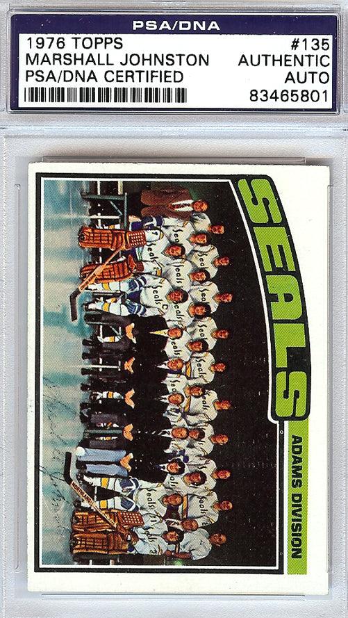 Marshall Johnston Autographed 1976 Topps Card #135 California Golden Seals PSA/DNA #83465801 - RSA
