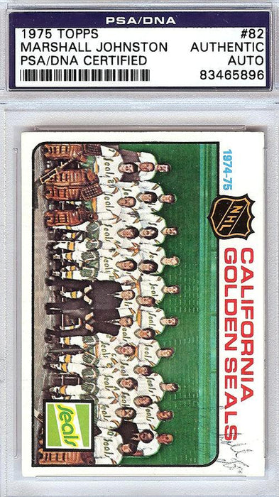 Marshall Johnston Autographed 1975 Topps Card #82 California Golden Seals PSA/DNA #83465896 - RSA
