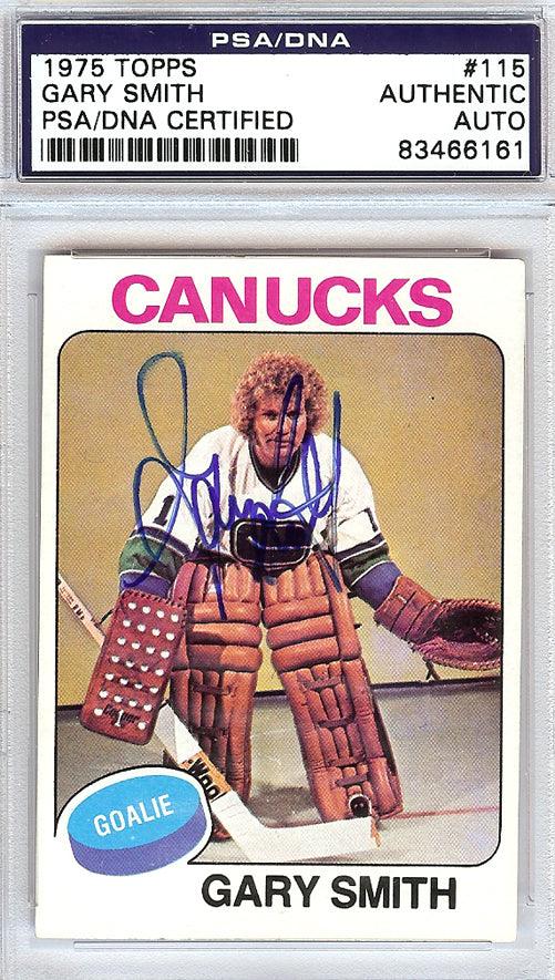 Gary "Suitcase" Smith Autographed 1975 Topps Card #115 Vancouver Canucks PSA/DNA #83466161 - RSA