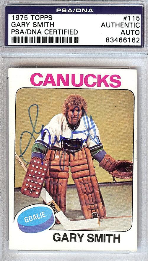 Gary "Suitcase" Smith Autographed 1975 Topps Card #115 Vancouver Canucks PSA/DNA #83466162 - RSA