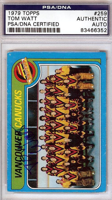 Tom Watt Autographed 1979 Topps Card #259 Vancouver Canucks PSA/DNA #83466352 - RSA