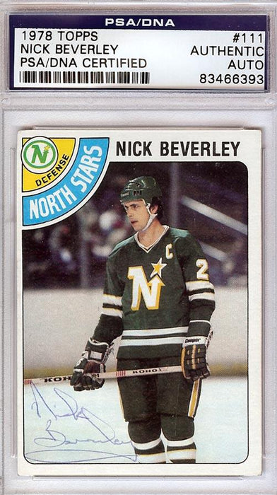 Nick Beverley Autographed 1978 Topps Card #111 Minnesota North Stars PSA/DNA #83466393 - RSA
