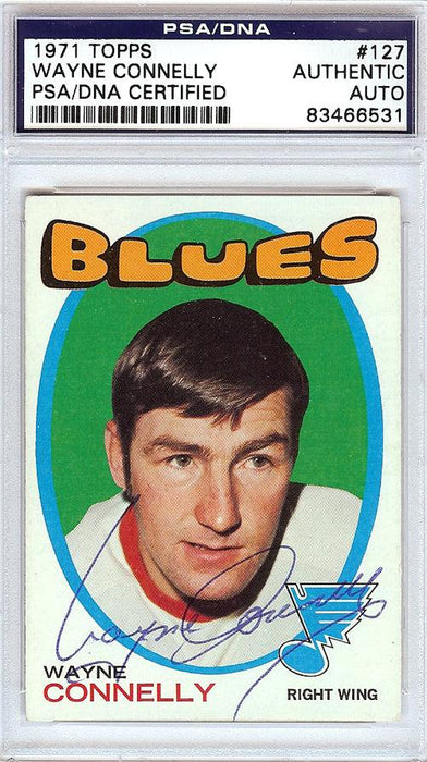 Wayne Connelly Autographed 1971 Topps Card #127 St. Louis Blues PSA/DNA #83466531 - RSA