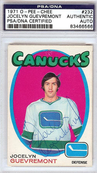Jocelyn Guevremont Autographed 1971 O-Pee-Chee Rookie Card #232 Vancouver Canucks PSA/DNA #83466566 - RSA