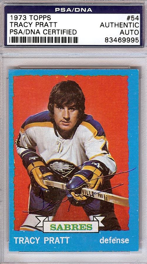 Tracy Pratt Autographed 1973 Topps Card #54 Buffalo Sabres PSA/DNA #83469995 - RSA