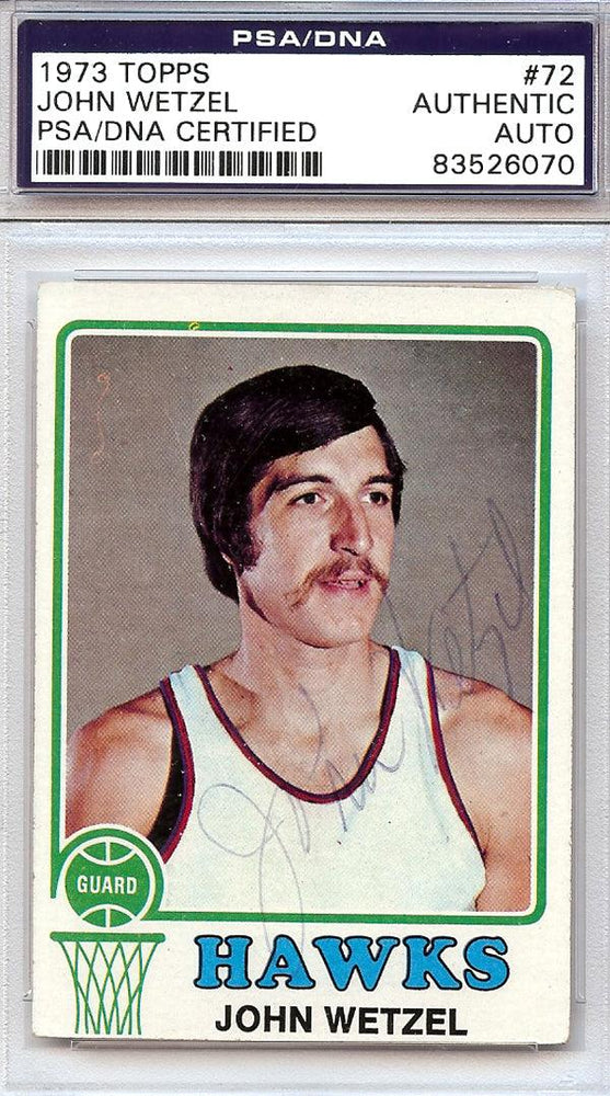John Wetzel Autographed 1973 Topps Card #72 Atlanta Hawks PSA/DNA #83526070 - RSA
