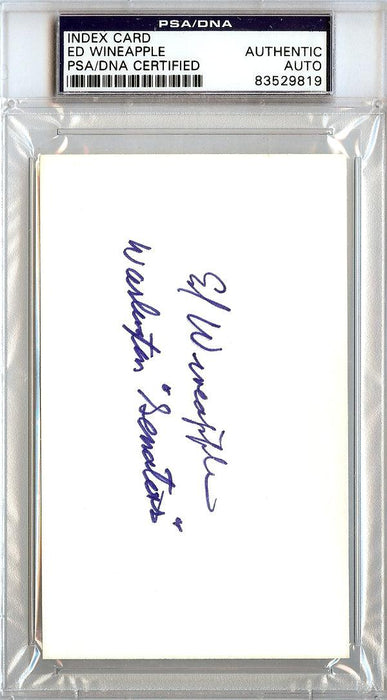 Ed Wineapple Autographed 3x5 Index Card Washington Senators PSA/DNA #83529819 - RSA