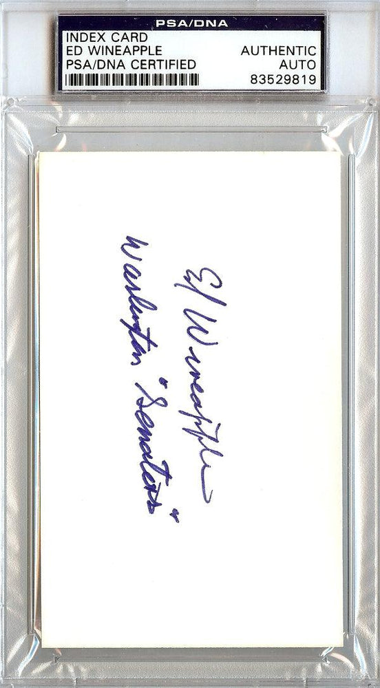 Ed Wineapple Autographed 3x5 Index Card Washington Senators PSA/DNA #83529819 - RSA