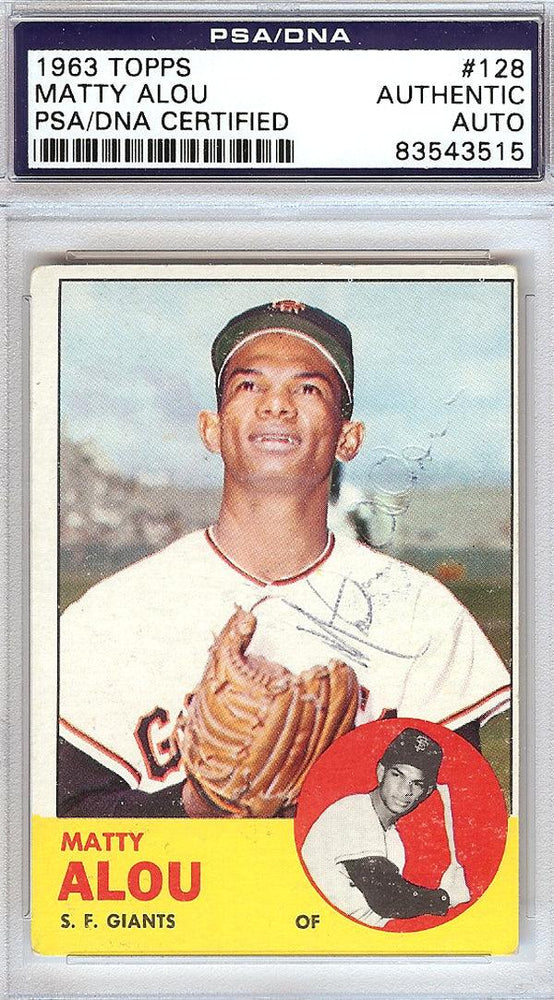 Matty Alou Autographed 1963 Topps Card #128 San Francisco Giants PSA/DNA #83543515 - RSA