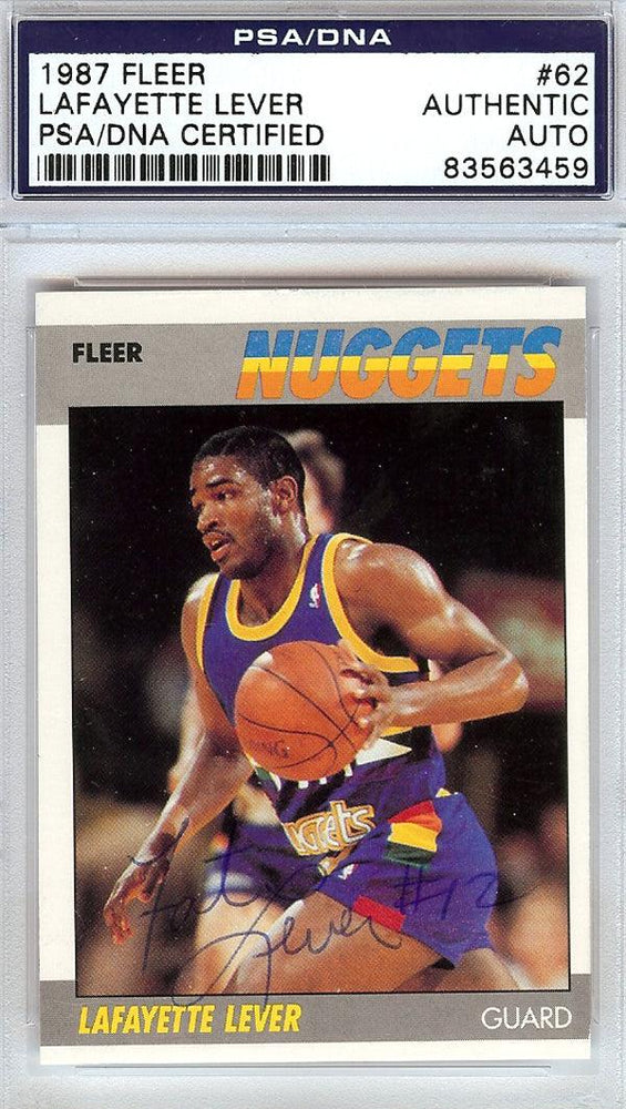 Lafayette Lever Autographed 1987 Fleer Card #62 Denver Nuggets PSA/DNA #83563459 - RSA