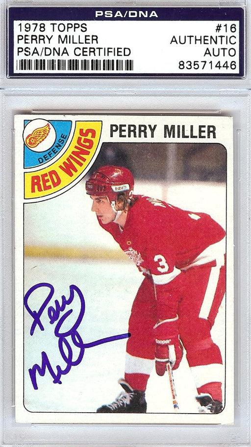 Perry Miller Autographed 1978 Topps Card #16 Detroit Red Wings PSA/DNA #83571446 - RSA