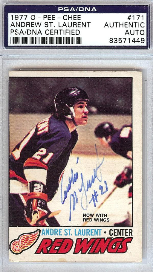 Andre St. Laurent Autographed 1977 O-Pee-Chee Card #171 Detroit Red Wings PSA/DNA #83571449 - RSA