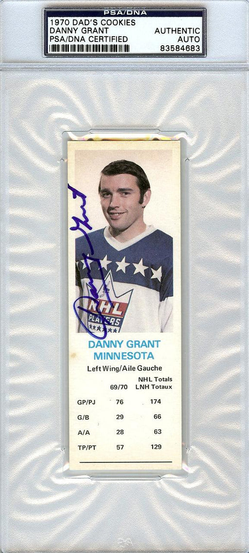 Danny Grant Autographed 1970 Dad's Cookies Card Minnesota North Stars PSA/DNA #83584683 - RSA