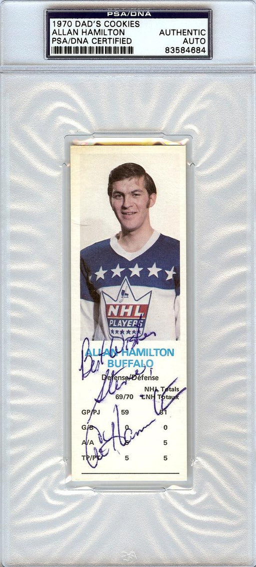 Allan Hamilton Autographed 1970 Dad's Cookies Card Buffalo Sabres "Best Wishes Steve" PSA/DNA #83584684 - RSA