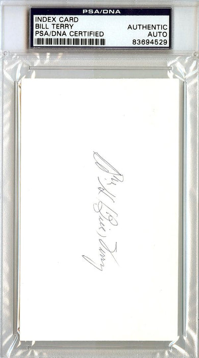 William Bill Terry Autographed 3x5 Index Card New York Giants PSA/DNA #83694529 - RSA