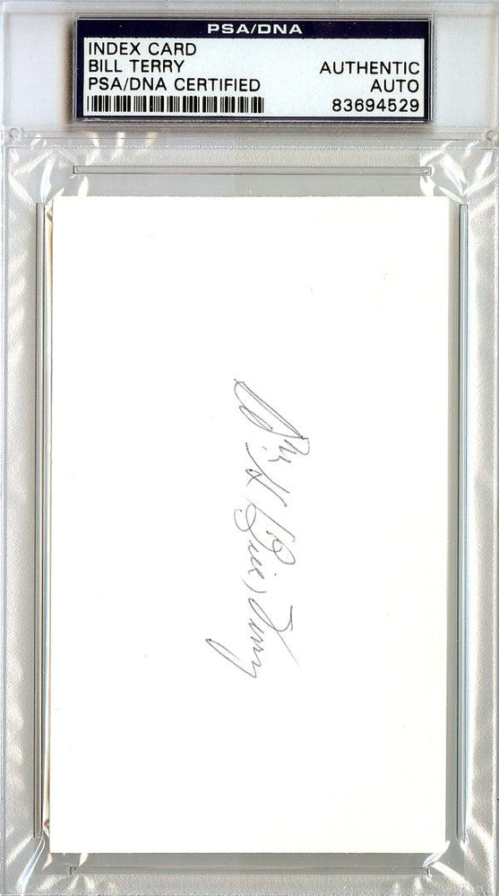 William Bill Terry Autographed 3x5 Index Card New York Giants PSA/DNA #83694529 - RSA
