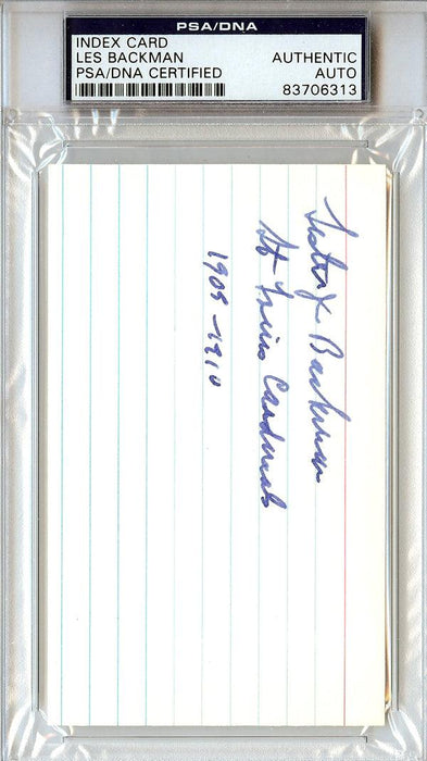 Les Backman Autographed 3x5 Index Card St. Louis Cardinals PSA/DNA #83706313 - RSA