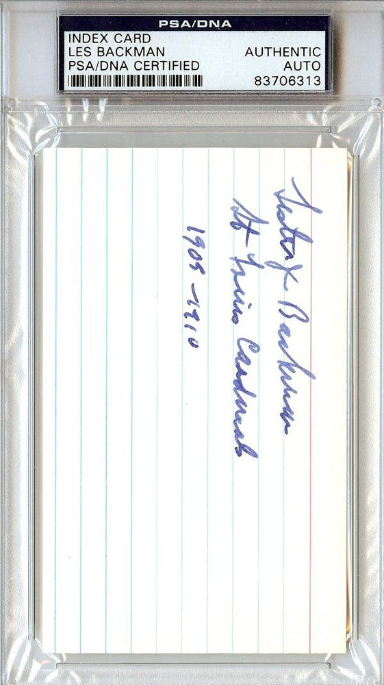 Les Backman Autographed 3x5 Index Card St. Louis Cardinals PSA/DNA #83706313 - RSA