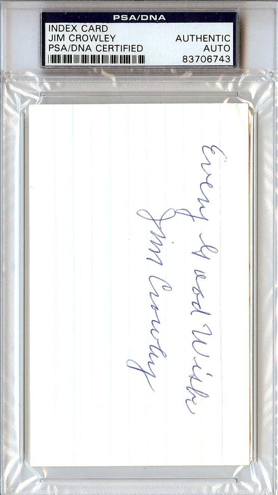 Jim Crowley Autographed 3x5 Index Card "Every Good Wish" Notre Dame Four Horsemen PSA/DNA #83706743 - RSA
